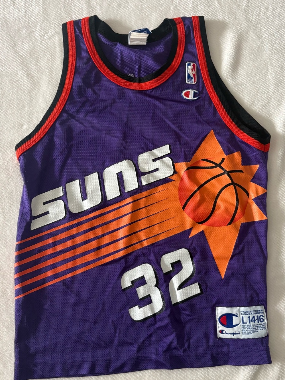 Champion Purple Jersey with Orange Accents and White Trim KIDD # 32 juniors sz L